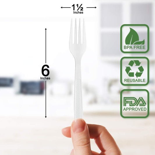 BluShine 400 Pack Extra Heavyweight Disposable White Plastic Forks - Heavy Duty White Cutlery-Utensils, Parties, Dinners, Catering Services, Family Gatherings