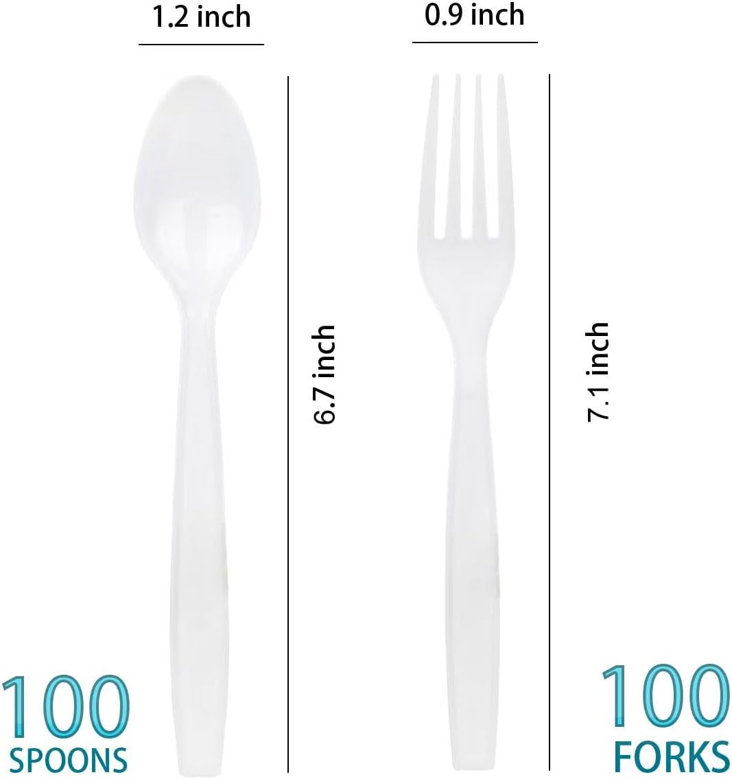 MOACOCK 200 Count Plastic Silverware, Heavy Weight Plastic Forks Spoons Disposable Utensils Cutlery Set for Wedding Party Supplies Everyday Use