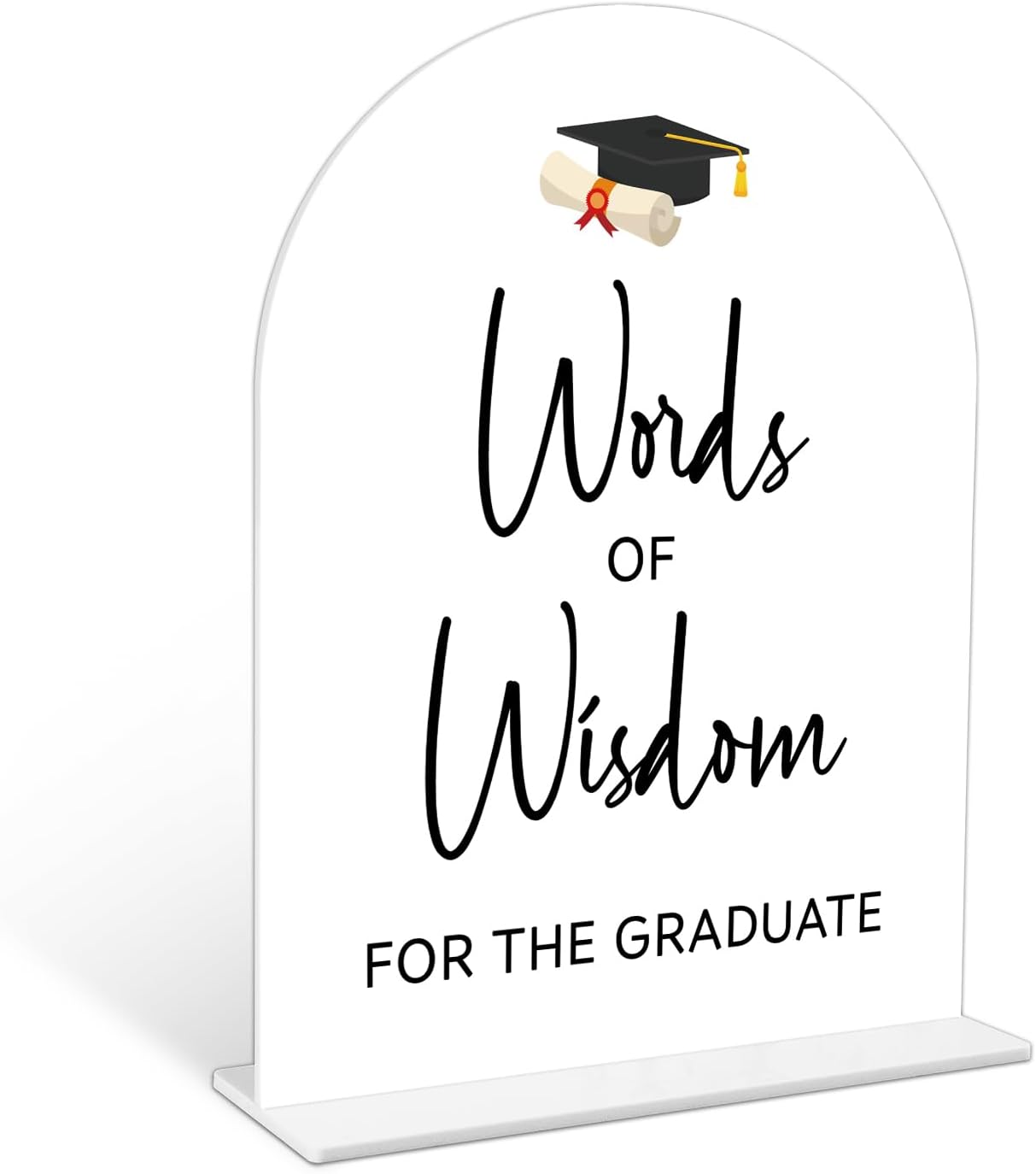 Graduation Guestbook Sign, 6 x 8 Inch White Arch Acrylic Grad Party Sign with Holder, Graduation Party Sign for Class of 2026, Grad Decor, High School College Party Supplies - DL02