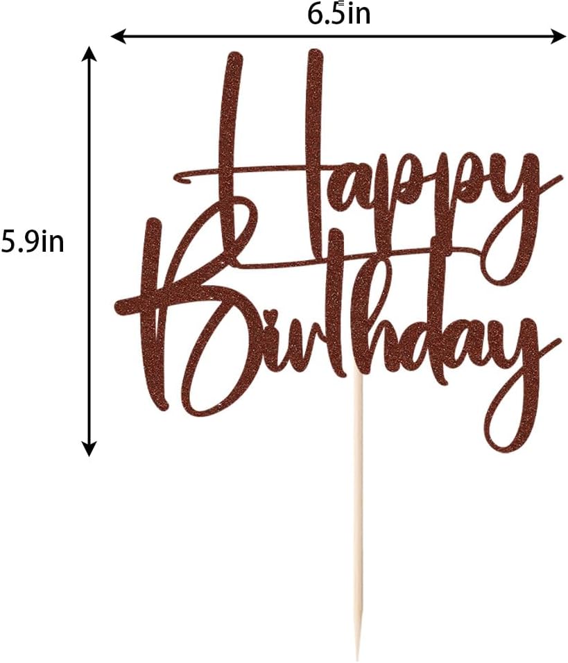 Happy Birthday Cake Topper,black Glitter Cake Pick Bunting Decor for Anniversary Birthday Party Cake Decorations Supplies
