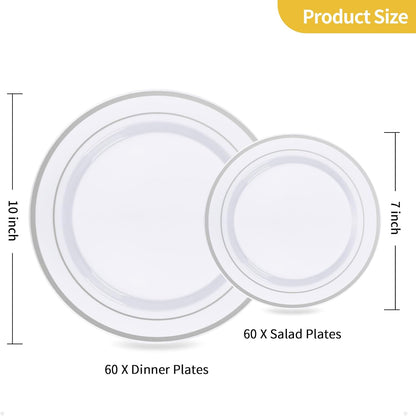 Goodluck 200PCS Gold Plastic Plates, Heavy Duty Disposable Gold Plates with 100 10.25 inch Dinner Plates and 100 7.5 inch Dessert Plates for Party, Holiday, Wedding, Thanksgiving