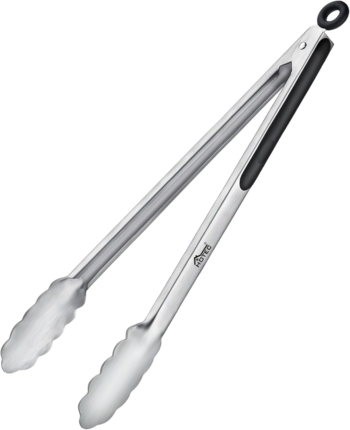 Hotec Stainless Steel Kitchen Tongs, Set of 2-9", Locking Metal Food Tongs for Cooking, Serving, BBQ, Grill Non-Slip Grip
