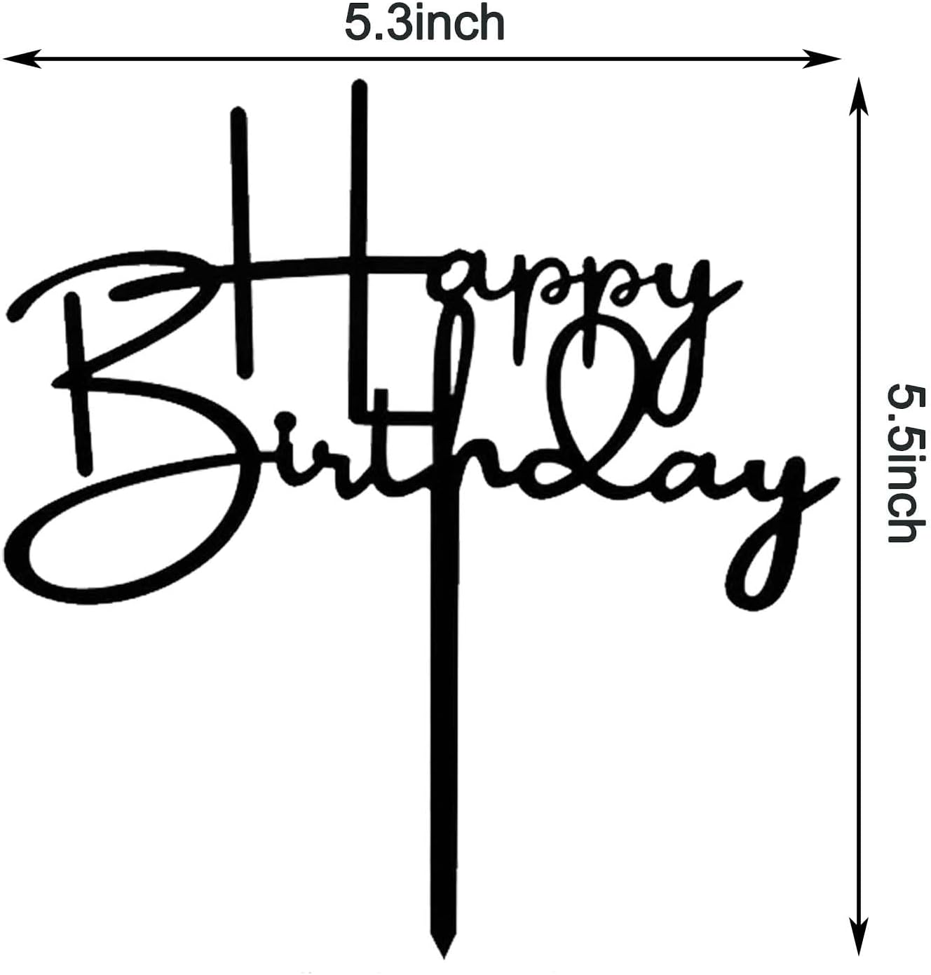 DIY Happy birthday Cake Topper Black Acrylic