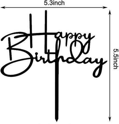DIY Happy birthday Cake Topper Black Acrylic