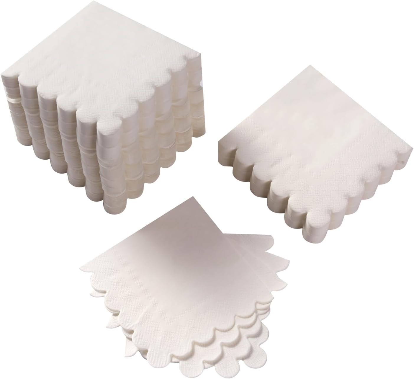 100 Pack Cocktail Napkin 2-Ply Scalloped Edged Dessert Napkins Folded 5 x 5 Inches Disposable Napkins for Dinner Wedding Birthday Party Bridal Anniversary Reception Event (Pink)