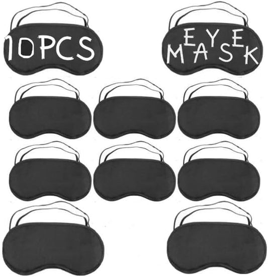 10 PCS Blindfold Eye Cover Sleep Mask Eye Masks Shade Cover for Team Building Games Party Night Blindfold with Adjustable Strap(Black)