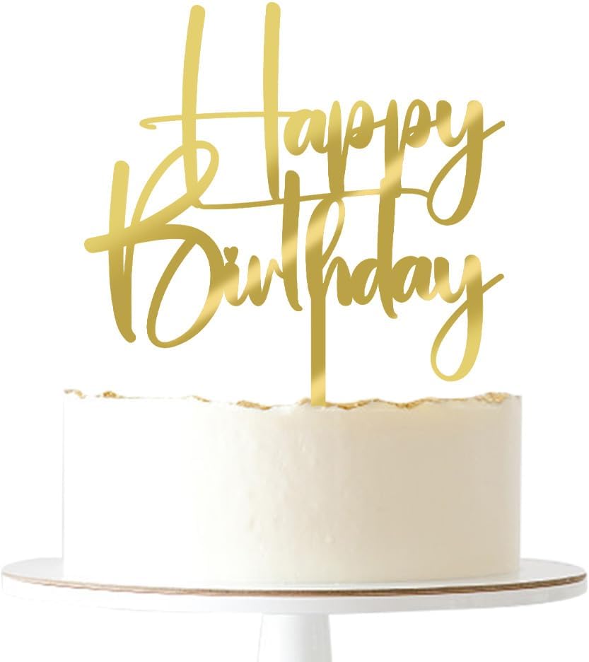 Happy Birthday Cake Topper,black Glitter Cake Pick Bunting Decor for Anniversary Birthday Party Cake Decorations Supplies