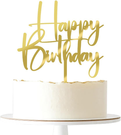 Happy Birthday Cake Topper,black Glitter Cake Pick Bunting Decor for Anniversary Birthday Party Cake Decorations Supplies