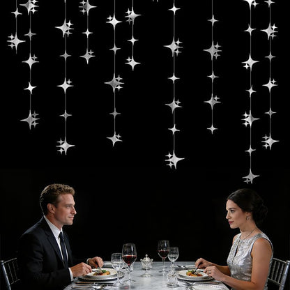 Glitter Gold Four-Angle Star Paper Garland Banner Décor 40 Feet Gold Twinkle Star Hanging Bunting Banner Backdrop for Wedding Baby Shower Birthday Graduation Disco Party Decorations