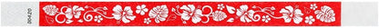 500 WristCo Red Hawaiian Flower Tyvek Wristbands for Events - Comfortable Tear Resistant Paper Bracelets ID Wrist Bands for Concerts Festivals Admission Party Identification