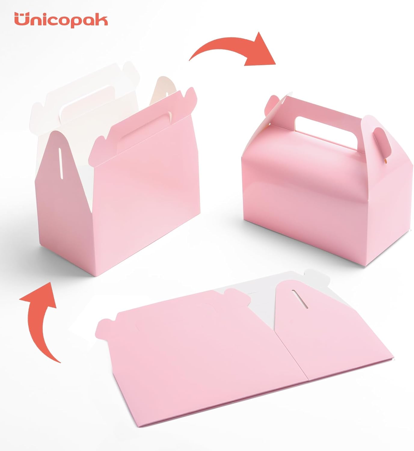 UnicoPak 30 Pack Party Favor Boxes Treat Boxes, White Gable Gift Boxes for Party Favors Goodies Cookies Treats Candies Meals Lunch, 6.5x3.5x3.5 Inches