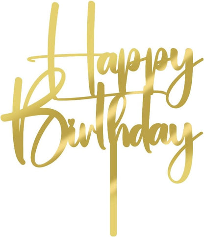 Happy Birthday Cake Topper,black Glitter Cake Pick Bunting Decor for Anniversary Birthday Party Cake Decorations Supplies