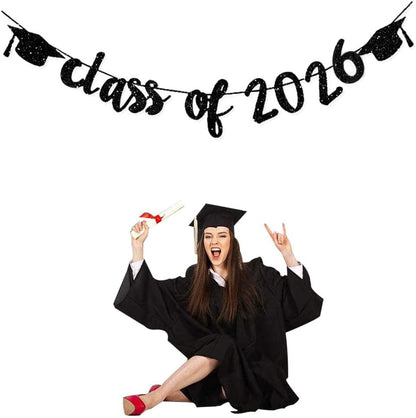 2026 Graduation Banners Party Decorations, Black Glitter We are So Proud of You Graduation Banners Garland for Congratulation Graduations Party Supplies, School, Home, Car Decorations