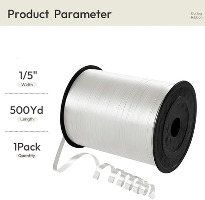 500 Yards White Curling Ribbon for Gift Wrapping, 1/5 inch Wide Balloon Ribbon String for Florist Flower, Crafts, Wreaths, Christmas, Birthday Party, Wedding