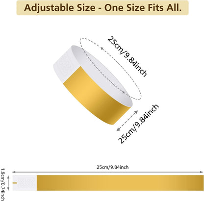 MIAHART Paper Wristbands for Events - 300 Pcs Gold Waterproof Party Arm Bands for Lightweight Concert Use