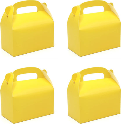 30-Pack Yellow Party Favor Treat Boxes, Goodie Candy Box, Gable Paper Gift Boxes with Handles Perfect for Construction and Chic Yellow Submarine Party Decoration Supplies