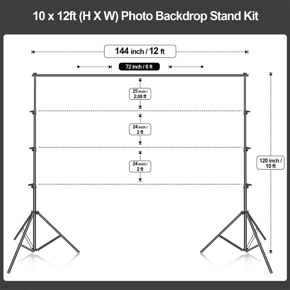 EMART Photo Backdrop Stand kit, 8.5 x 10 ft Back Drop Adjustable Frame for Photography, Photoshoot Banner Background Support Holder for Parties Dectoration