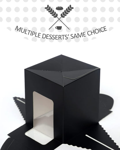 qiqee 60pcs Cupcake Boxes Individual Disposable White Single Box with Window 3.6 * 3.6 * 4.3inch Cupcake Containers/Holders