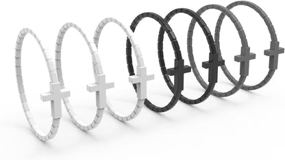 YalsFTY 7 Pcs Silicone Jesus Bracelets Cross Bracelet