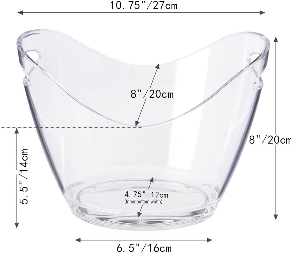 Wine Chiller & Party Beverage Tub， Clear Acrylic Food Grade Ice Bucket, 3.5LiterStorage Tub, See Through ice Tub Champagne Bucket for Drinks.