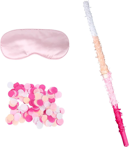 2pcs Pinata Buster Sticks, Pink Smashing Pinata Stick with Blindfold & Confetti Pinyata's for Girls Piñata Toys for Kids Adults Celebrations Parties Events