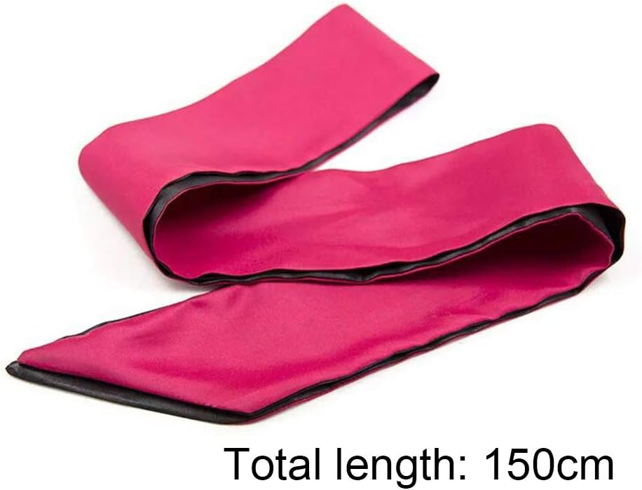 2Pcs Satin Eye Mask Sleep Mask, Adjustable Blindfold Soft Satin Eye Covers Gift for Travel, Nap, Meditation,157cm/62inch (Black+Pink)