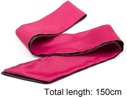 2Pcs Satin Eye Mask Sleep Mask, Adjustable Blindfold Soft Satin Eye Covers Gift for Travel, Nap, Meditation,157cm/62inch (Black+Pink)