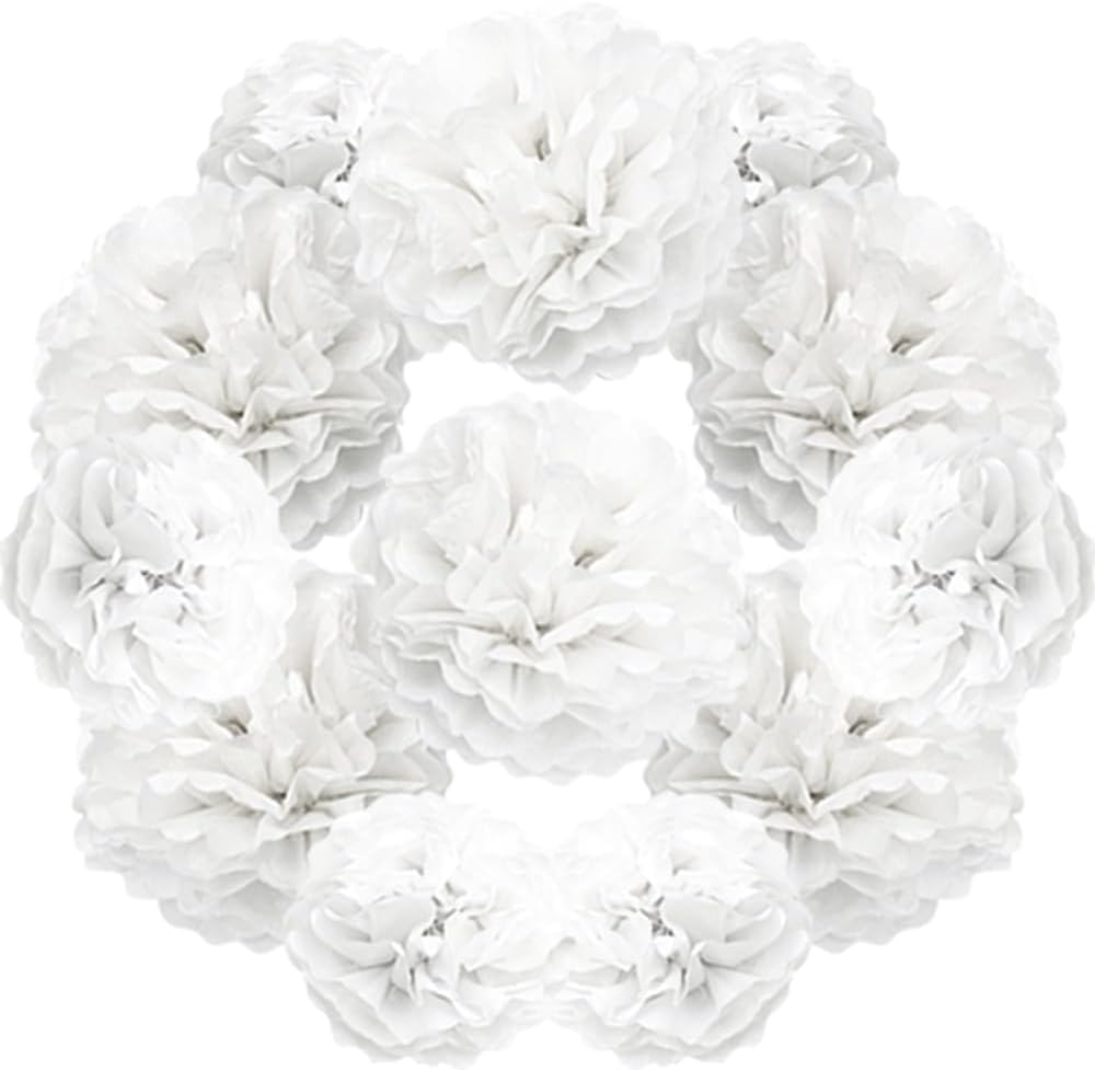 Yosawa 12 Pcs Tissue Paper Pom Poms Flowers,10''12''Paper Flower Party Decorations for Wedding Birthday Baby Shower Baby Girl Room Nursery Decoration（Sky Blue/ZH）