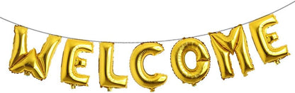 16 inch multicolor Welcome Balloon Banner Balloons Foil Letter Balloon Anniversary Celebration Party Decorations (L WELCOME GOLD)