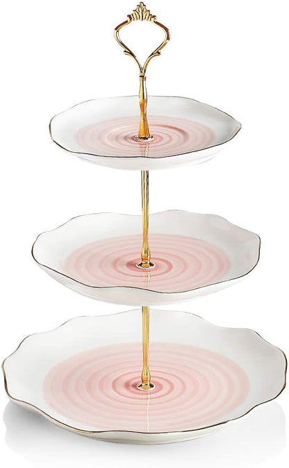 Sweejar 3 Tier Ceramic Cake Stand Wedding, Dessert Cupcake Stand for Tea Party Serving Platter (White)