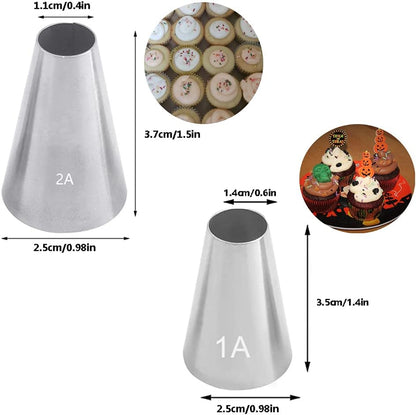 Icing Piping Tip Set,3 Large Decorating Tips Stainless Steel,DIY Cream Rose Flower Piping Tips,Cupcake Pastry Tips for Cake Decorating(1M 2D 2F)