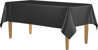 14 Pack Black 54 x 108 in. Rectangle Disposable Plastic Tablecloths - Smooth Decorative Covers for Parties, Weddings