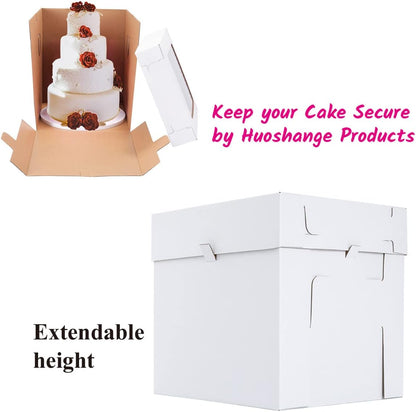 Tall Cake Boxes for Tier Cakes,3 Sizes 6 Pack 8x8x10,10x10x12 and 12x12x12Inch,Sturdy White Tall Cake Box Shipping in 8 10 12 Inch 2 3 Tier for Wedding Layer Tiered Cakes