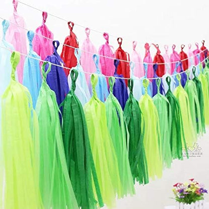 9.8in Blue Tissue Paper Tassel DIY Hanging paper decorations Party Garland Decor for Party Decorations Wedding,Festival,Baby Shower Decoration 20PCS25cm