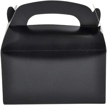 The Dreidel Company 12-Pack Black Gable Treat Boxes, Goodies Favor Box for Kids Birthday, Candy Boxes Party Favors, Weddings Events, Baby Shower, 6.25" x 3.5" x 3.5" Inch