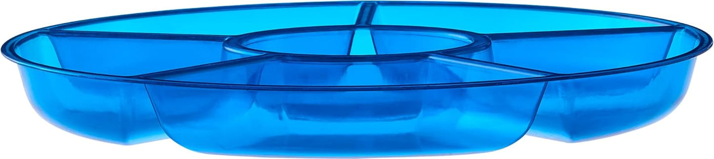 Plasticpro 6 Sectional Round Plastic Serving Tray/Platters Clear Pack of 2