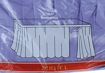 Party Dimensions Plastic Table Skirt, 29-Inches by 14-Feet - White - 6 Pack