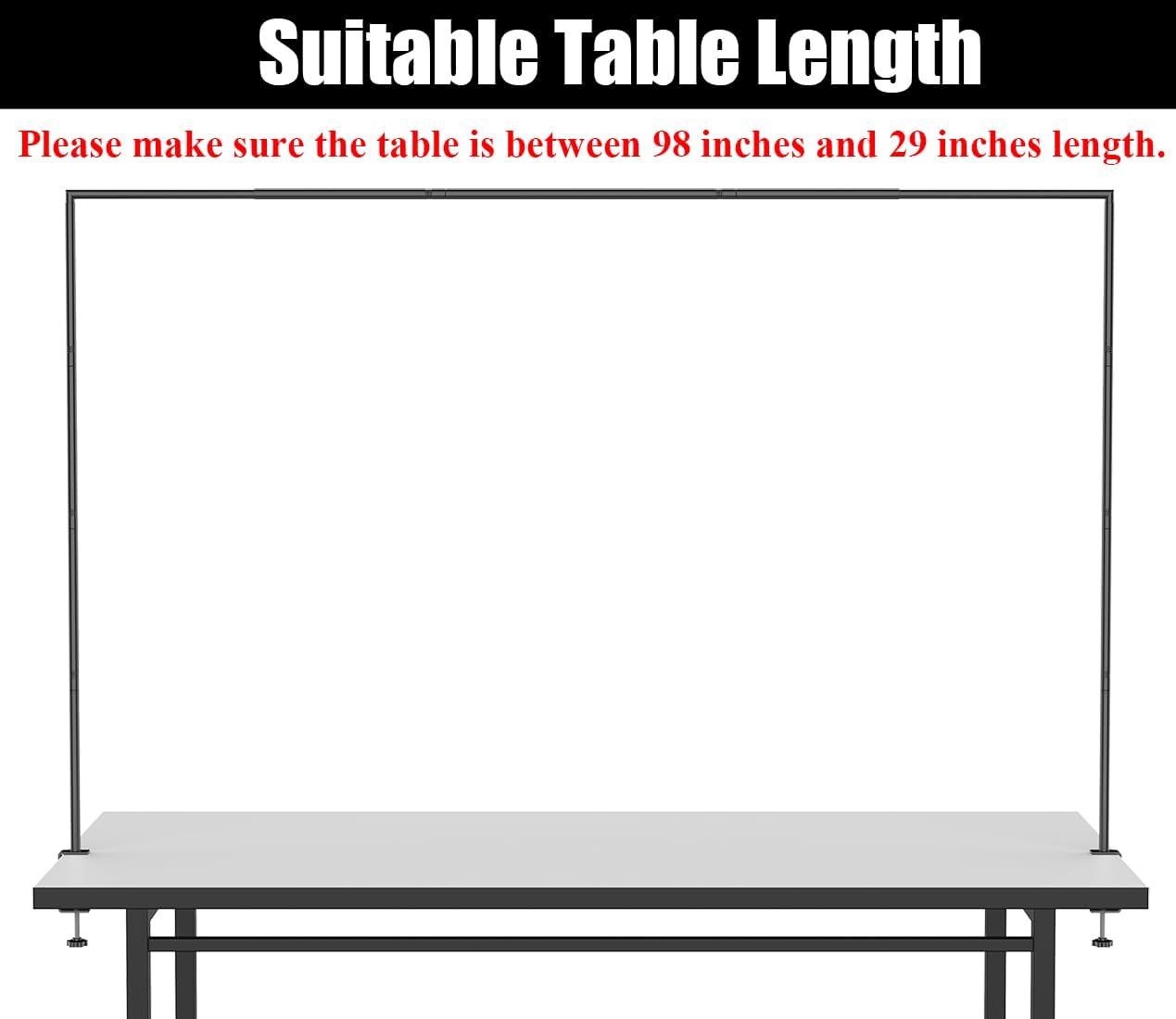 LANGXUN Meatl Table Balloon Arch Kit, Adjustable 16''-56'' Tall 29"-98" Length Table Stand, For Birthday Party Wedding & Graduation Decorations, Christmas Decort Baby Shower Party Supplies (Black)