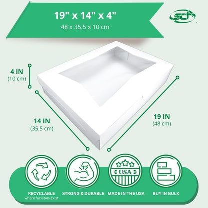 Southern Champion Tray 1029 Premium Clay Coated Kraft Paperboard White Non-Window Sheet Cake and Utility Box, 19" Length x 14" Width x 4" Height, 1/2 Sheet (Case of 50)
