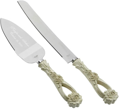 GIFTS INFINITY Personalized Wedding Cake Knife and Server Set with Engraving – Cake Cutting Utensil Set, Keepsake Gift for Wedding, Anniversary, Reception, Birthday & Other Occasions (CH-101WB)