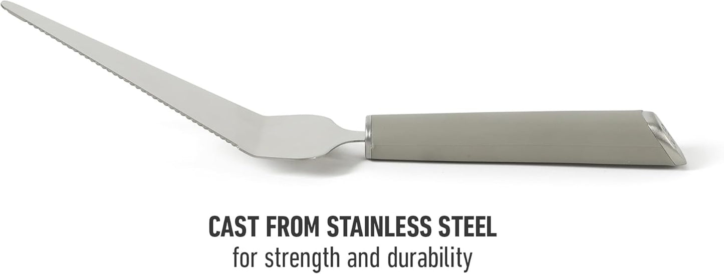 Calphalon Edge Stainless Steel Pie Server w/Thermoplastic Rubber Handle - Taupe