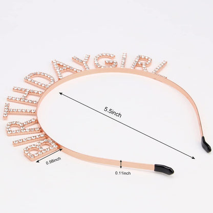AOPRIE Birthday Girl Crown for Women with Sash Rose Gold Tiara for Women Headband Princess Crown Rhinestone Happy Birthday Accessories