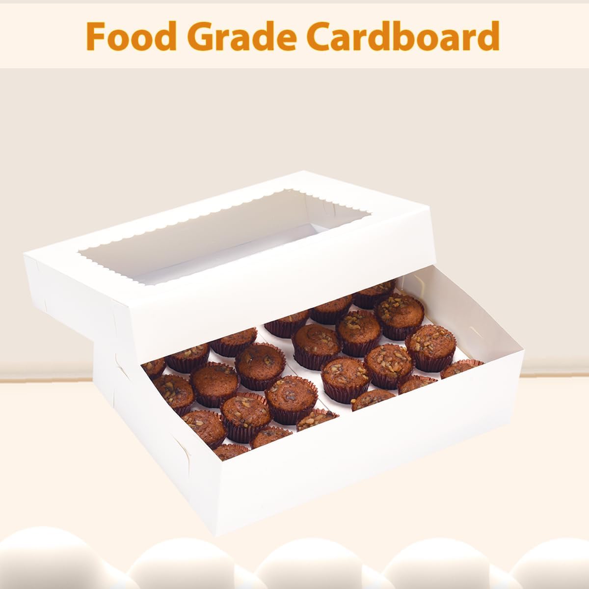 JJO Mini Cupcake Box 5 Pack,Holds 24 Mini Cupcakes,Cupcake Holder, 14x10x4 Inch White Bakery Boxes with Window for Birthday Holiday Party Bakery