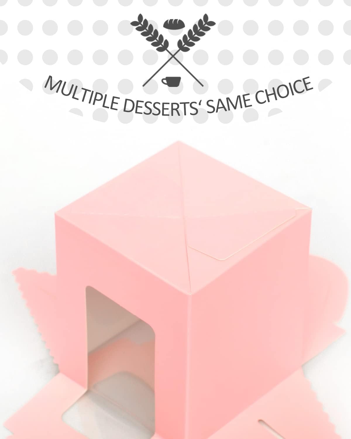 qiqee 60pcs Cupcake Boxes Individual Disposable White Single Box with Window 3.6 * 3.6 * 4.3inch Cupcake Containers/Holders