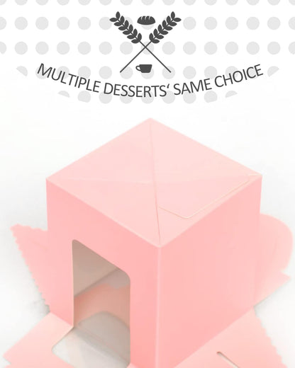 qiqee 60pcs Cupcake Boxes Individual Disposable White Single Box with Window 3.6 * 3.6 * 4.3inch Cupcake Containers/Holders