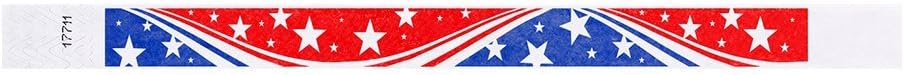 500 WristCo Red Stars Tyvek Wristbands for Events - Comfortable Tear Resistant Paper Bracelets ID Wrist Bands for Concerts Festivals Admission Party Identification Tours