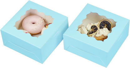 Bakepacker Brown 30-Packs Bakery Boxes with Window 6x6x3 inches Thick & Sturdy Macaroon Pastry Boxes Cookie Boxes for Bakerys
