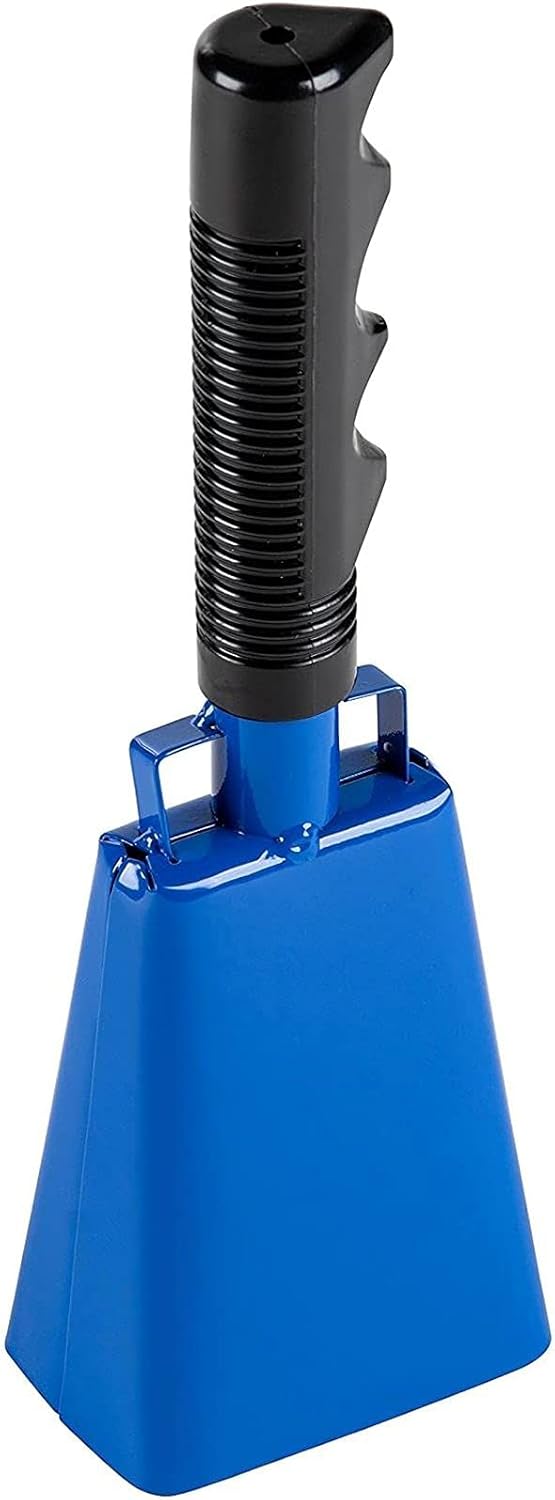 BLUE PANDA Cowbell Noise Maker - 9-Inch, Royal Blue, Pack of 2 - Metal Cowbell Instrument with Ergonomic Handle - Cheering Bell for Stadium Cheers & Celebratory Noise Maker