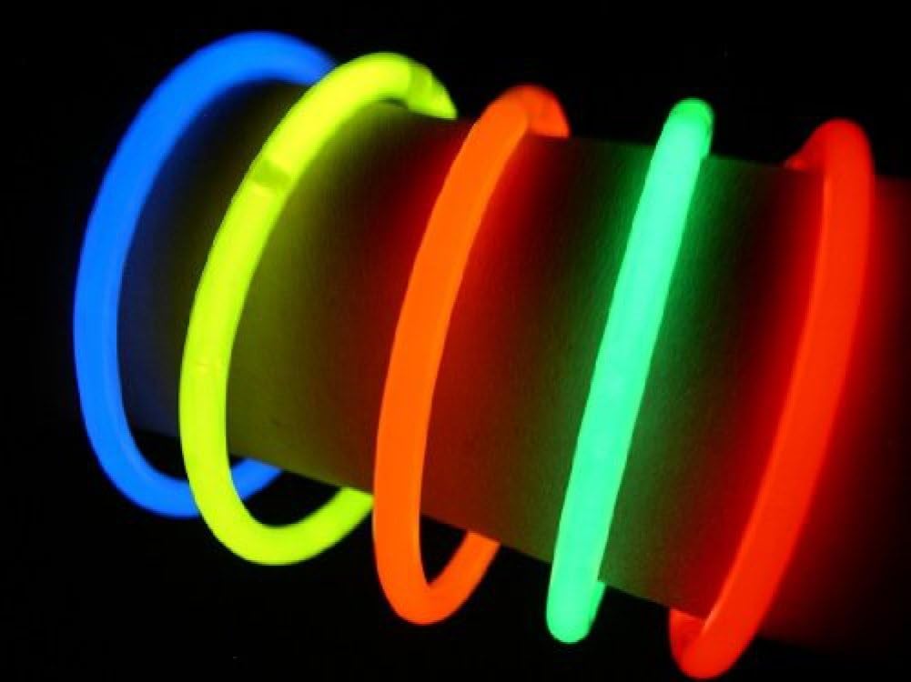 Glow Sticks Bulk Wholesale Necklaces, 100 22" Glow Necklaces, Glow 8-12 Hr, Connector Pre-attached (handy), Bright Colors, Glow-in-the-dark Party Supplies.