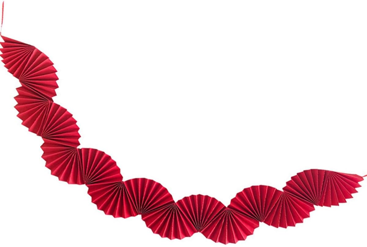 Paper Fan Garland - Paper Fan Garland Party Decorations - Perfect for Birthday Parties, Holiday Decorations, Family Gatherings, Weddings and More (Red)